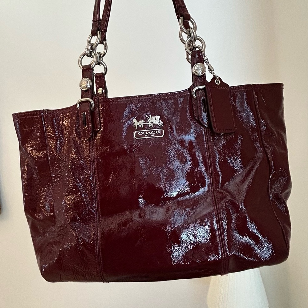 Coach Deep Burgundy Patent Leather Tote